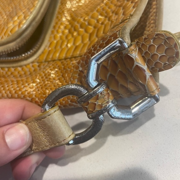 Brighton Sprite Marigold Crossbody in Patent Leather Yellow/Gold Snakeskin EUC - Picture 15 of 16